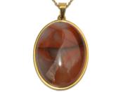 Cornaline Pendentif Cabochon Ovale 40x30 mm Support en Acier Inoxydable Doré