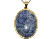 Sodalite Pendentif Cabochon Ovale 40X30 mm Support en Acier Inoxydable Doré