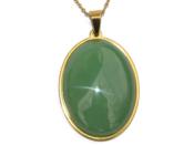 Aventurine Verte Pendentif Cabochon Ovale 40x30 mm Support en Acier Inoxydable Doré