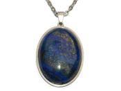 Lapis Lazuli Pendentif Cabochon Ovale 40x30 mm Support en Acier Inoxydable