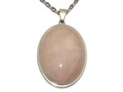 Quartz Rose Pendentif Cabochon Ovale 40x30 mm Support en Acier Inoxydable