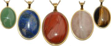 Pendentifs Cabochon Pierres Ovales 40x30 mm Support en Acier inoxydable Dor