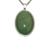 Aventurine Verte Pendentif Cabochon Ovale 40x30 mm Support en Acier Inoxydable